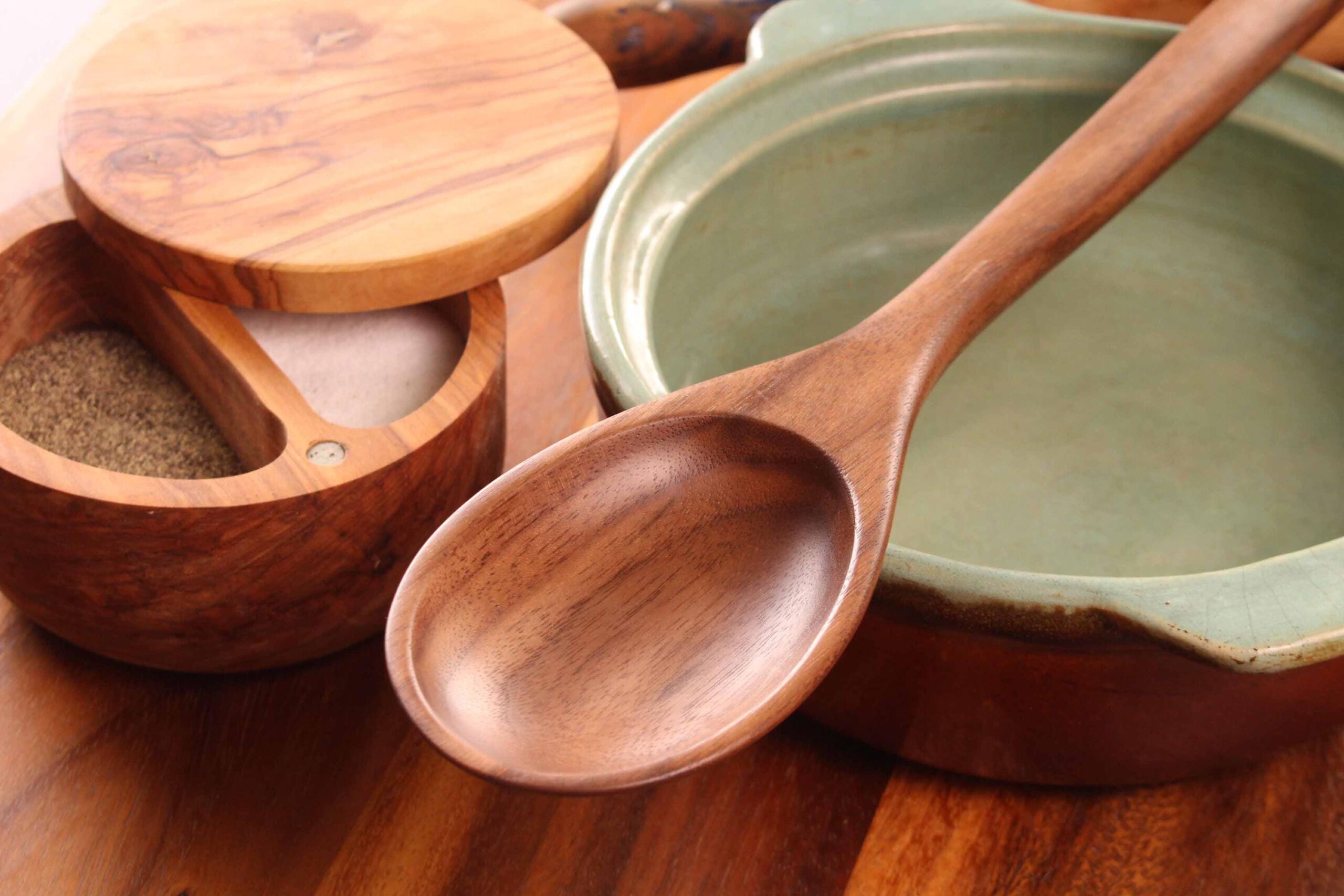 Large handmade wooden stirring spoon kitchen utensil carved from Walnut wood - Image 4